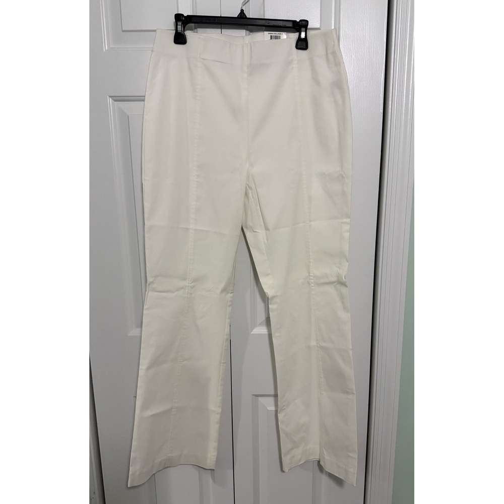 $69 NWT Alfani Womens White Trousers Leg Comfort Waist Pull On‎ Pants Size 12
